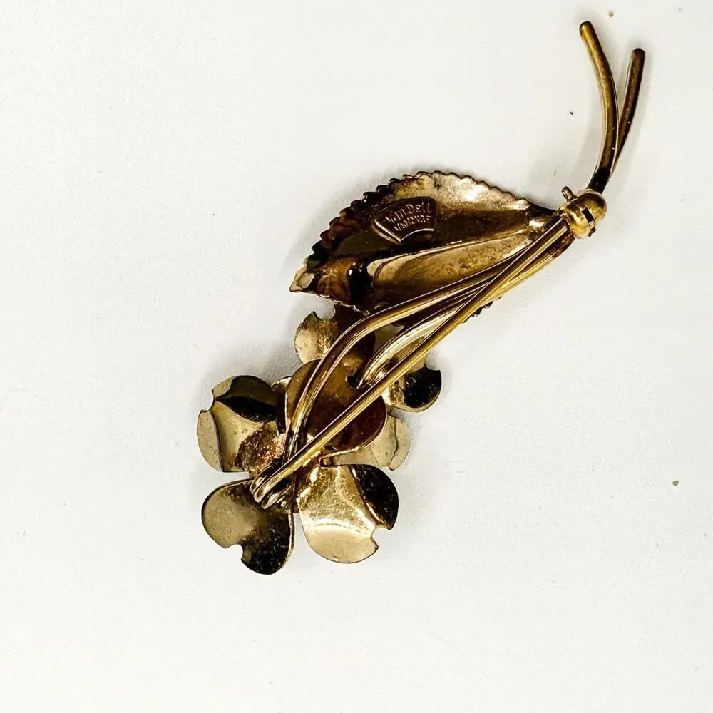 Van Dell floral flower bouquet brooch pin 1/20 12K GF boutonniere